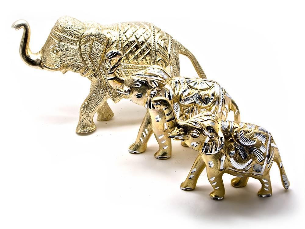 Слони різні алюміній (н-р 3 шт) (25х14см16х13см17х11,5см), фото 1