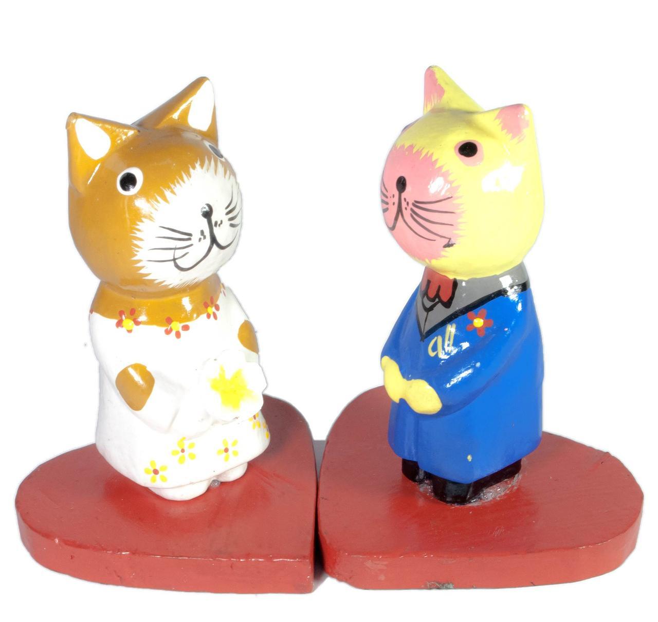 Кіт з кішкою на сердечці дерево (16х10,5х7,5 см), фото 1