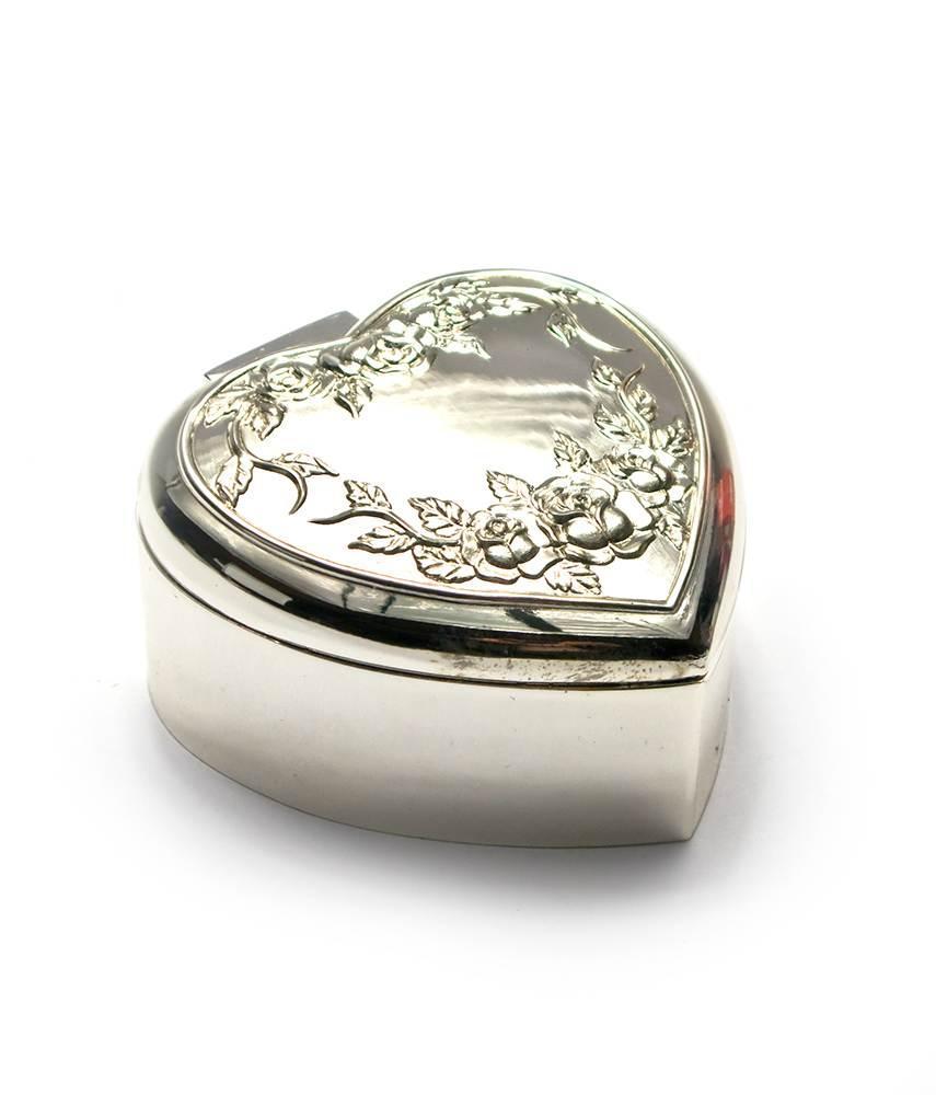 Скринька для прикрас "Сердечко" (8х7,5х3,5 см) "Срібло", фото 1