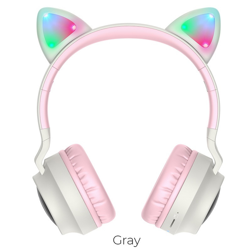 Навушники з котячими вушками (Bluetooth) Hoco W27 Cat ear Gray/Сірі