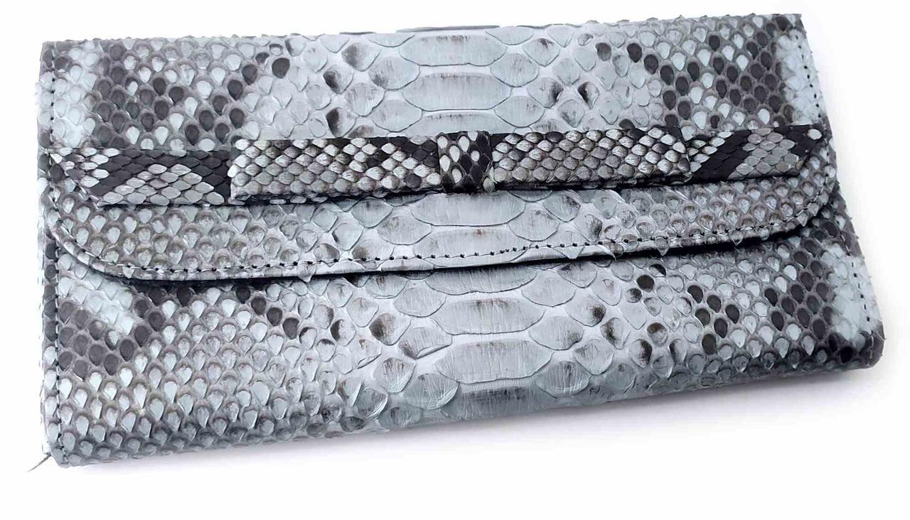 Гаманець зі шкіри пітона (20х10х2 см) сірий, фото 1