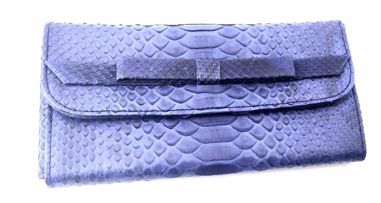 Гаманець зі шкіри пітона (20х10х2 см) синій, фото 1