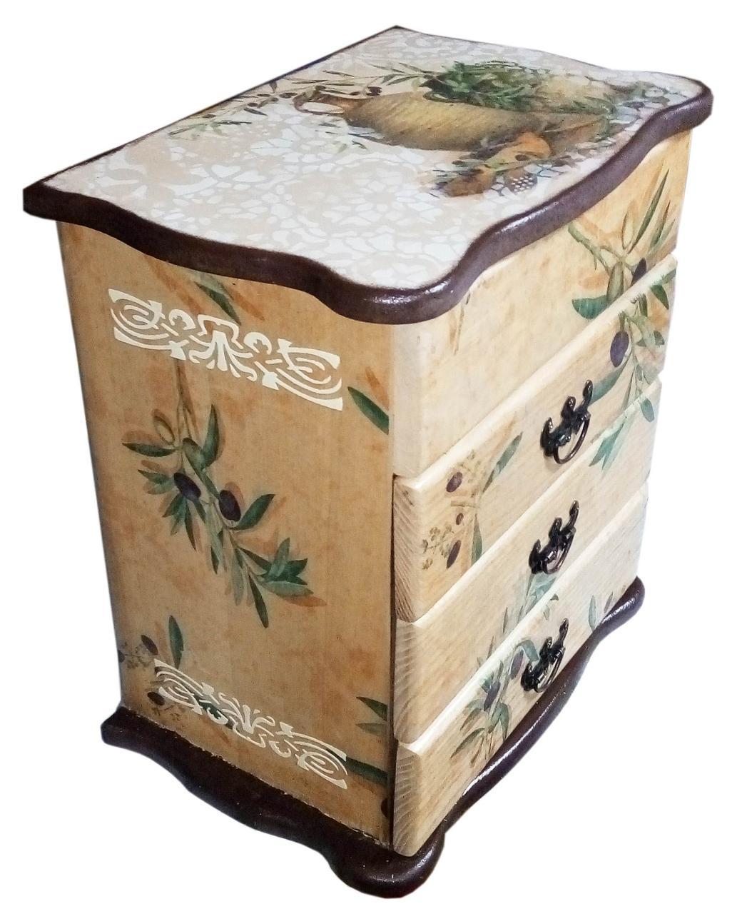 Шатулка-комод "Оливки" (22х15х26) з відкр. верхн кришкою вільха, липа, фото 1