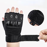 Тактичні армійські беcпалі рукавички з кастетом Oakley без пальців Чорні, фото 6