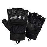 Тактичні армійські беcпалі рукавички з кастетом Oakley без пальців Чорні, фото 10
