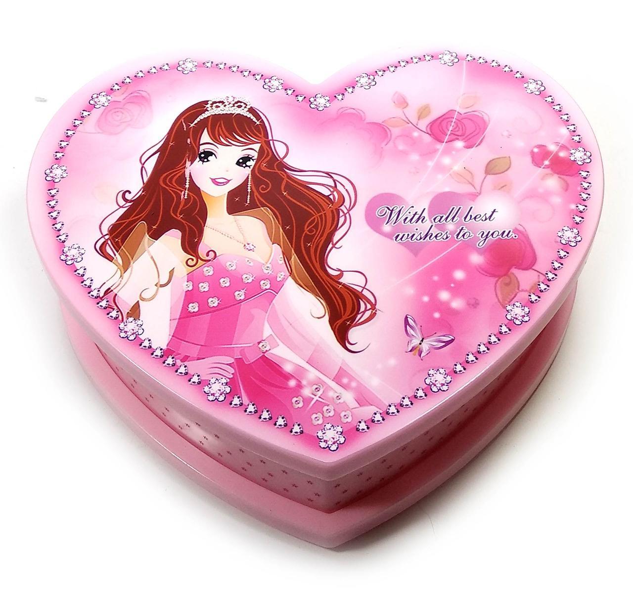 Скринька музична "Сердечко" рожева (19,5х6,5х16 см), фото 1