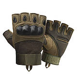 Тактичні армійські беcпалі рукавички з кастетом Oakley без пальців Зелені, фото 10