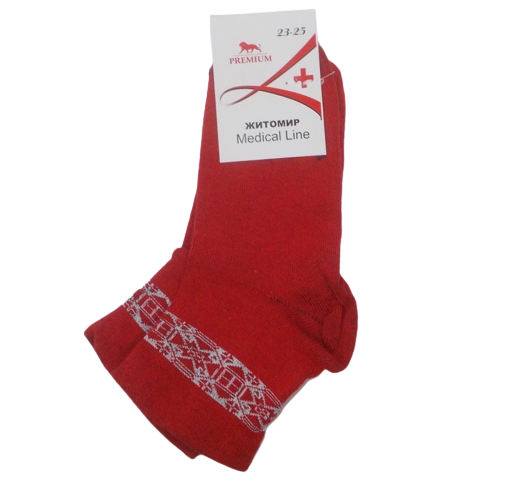 Шкарпетки без гумки Medical Line 36-40 червоні, фото 1