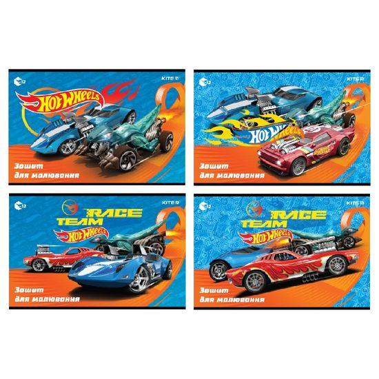 Зошит для малюв. на скобі 12/100 A4 "Hot Wheels" гібр. лак+УФ лак №HW22-241/Kite/(20)(200)