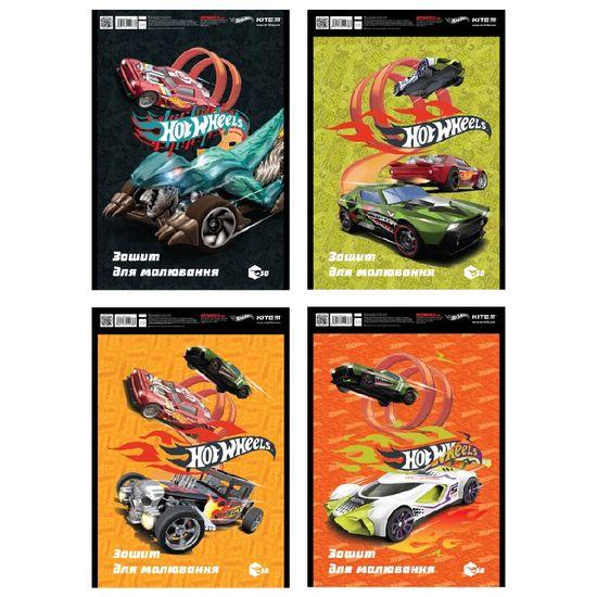 Зошит для малюв. на пруж. 30/120 A4 "Hot Wheels" софт тач+УФ лак №HW22-243/Kite/(8)(96)