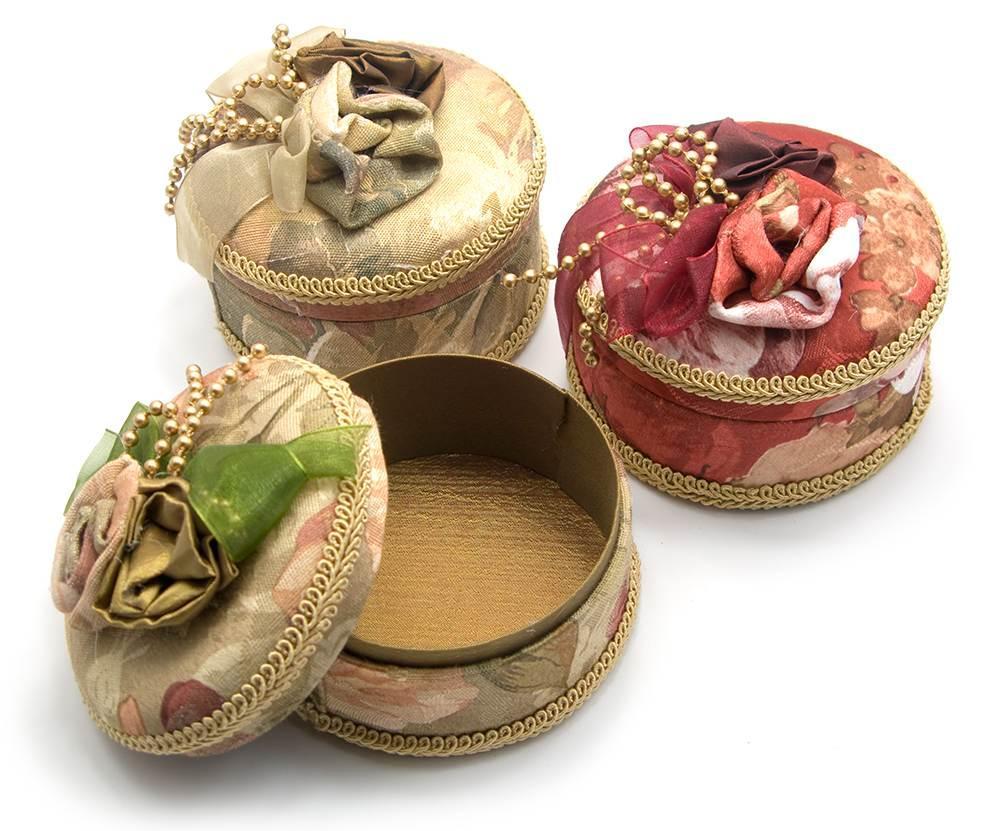 Шкатулка тканина кругла (d-10, h-7 см), фото 1