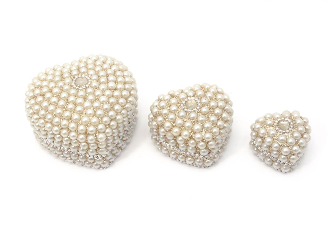 Шкатулки металеві з перлами (набір 3 шт) "Сердечка" (7,5х7,5х4 см 5х5х3см 4х4х2,5см), фото 1