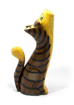 Статуетка кіт дерев’яна 18,5 см, ручна робота, Індонезія