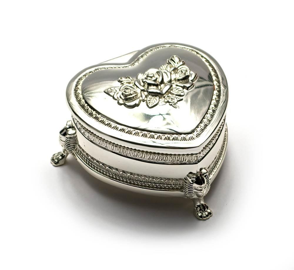 Скринька для прикрас "Сердечко" (8х7,5х3,5 см) "Срібло", фото 1