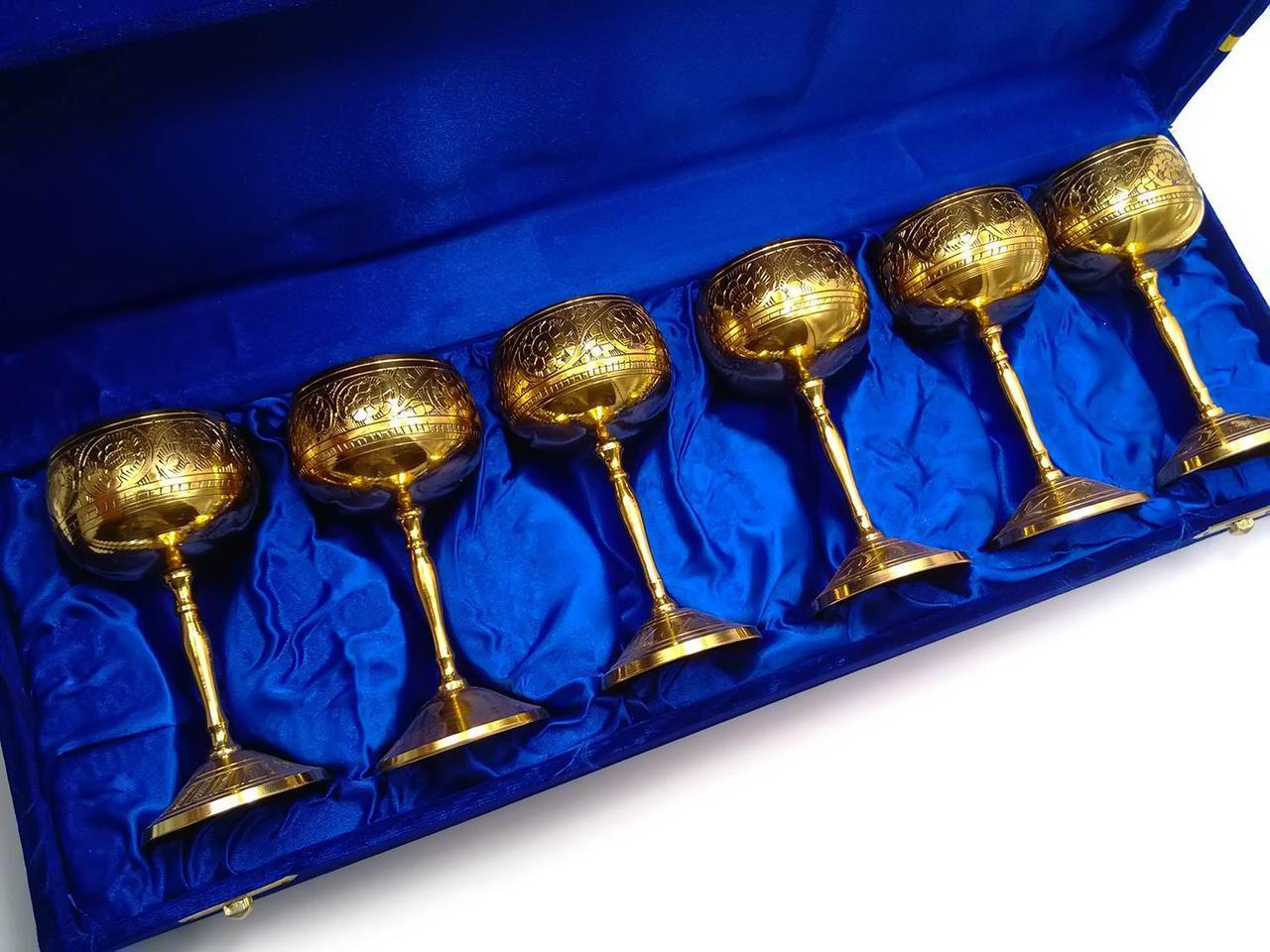 Рюмки бронзові позолочені (н-р 6 шт./80 мл.) (h-11.5 см) (43х15х8 см), фото 1