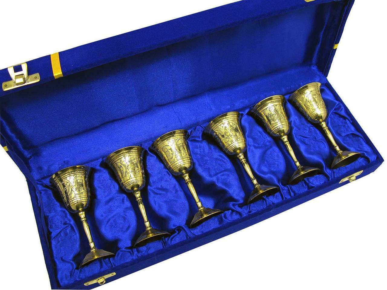 Чарки бронзові позолочені (н-р 6 шт./30 мл) h-10 см (39х10х6 см), фото 1