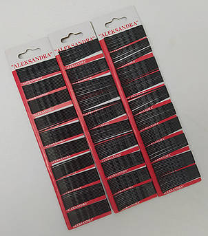 Aleksandra – шпилька-невидимка для волосся з хвилями, сталева, 55 мм, чорна, 100 шт, безпечна фіксація з м’якими кінчиками