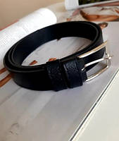 Жіночий ремінець чорний з екожі, довжина 109см, ширина 3см