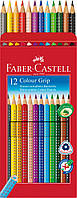 Цветные акварельные карандаши Faber-Castell Colour Grip, 12 цветов, трехгранные, карт. коробка