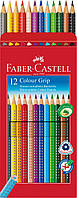 Кольорові акварельні олівці Faber-Castell Colour Grip, 12 кольорів, тригранні, карт. коробка