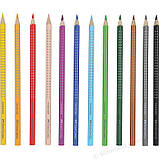 Кольорові акварельні олівці Faber-Castell Colour Grip, 12 кольорів, тригранні, карт. коробка, фото 3