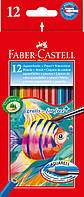 Цветные акварельные карандаши Faber-Castell Classic Colour, 12 цветов, шестигранные, карт. коробка + кисточка