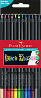 Олівці кольорові для чорного, білого, кольорового паперу Faber-Castell Black Edition (12 шт) 116412
