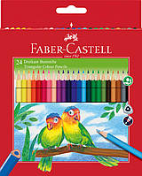 Цветные карандаши Faber-Castell, 24 цветов, трехгранные, карт. коробка + точилка