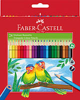 Кольорові олівці Faber-Castell, 24 кольори, тригранні, карт. коробка + точилка