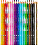 Кольорові олівці Faber-Castell Grip Sparkle, 20 кольорів, тригранні, метал. коробка + точилка, фото 5