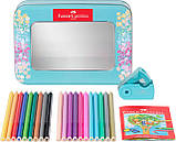 Кольорові олівці Faber-Castell Grip Sparkle, 20 кольорів, тригранні, метал. коробка + точилка, фото 6