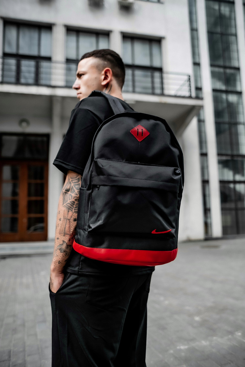 Рюкзак міський спортивний Nike Cl чоловічий жіночий чорний-червоний портфель тканинний молодіжний сумка найк