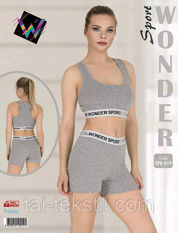 Комплект жіночого 2-ка топик + шорти спорт якість котон S-M/L-XL Туреччина 0019, фото 2