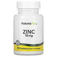 Цинк, Zinc, Nature's Plus, 10 мг, 90 таблеток