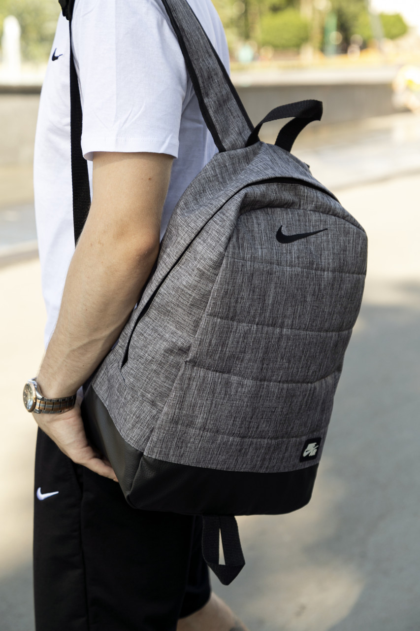 Рюкзак чоловічий жіночий спортивний Nike air тканинний сірий меланж портфель молодіжний сумка найк