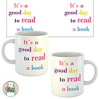 Горнятко / чашка "Хороший день для читання книги" кольорові букви Білий, Англійська