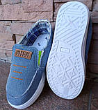 Мокасини світлий джинс дитячі з яскравими резиночками, фото 3