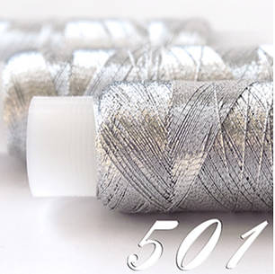 Нитки люрекс ЛР40 металізовані для вишивки №501 Silver, фото 1