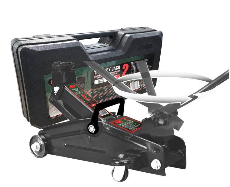 Домкрат підкатний 2т з обертовою ручкою 180 градусів (140-340мм,вага 10 кг) в кейсі ROCKFORCE RF-TH22005C (Код:29756), фото 1