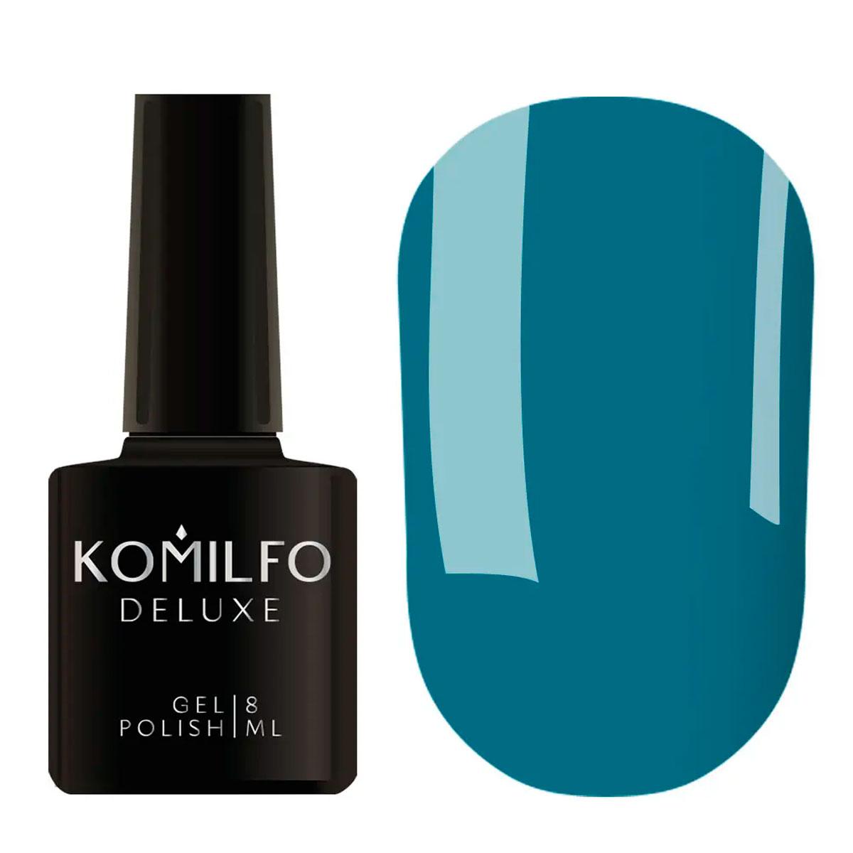 Гель-лак Komilfo Deluxe Series №D219 (приглушений бірюзово-синій, емаль), 8 мл