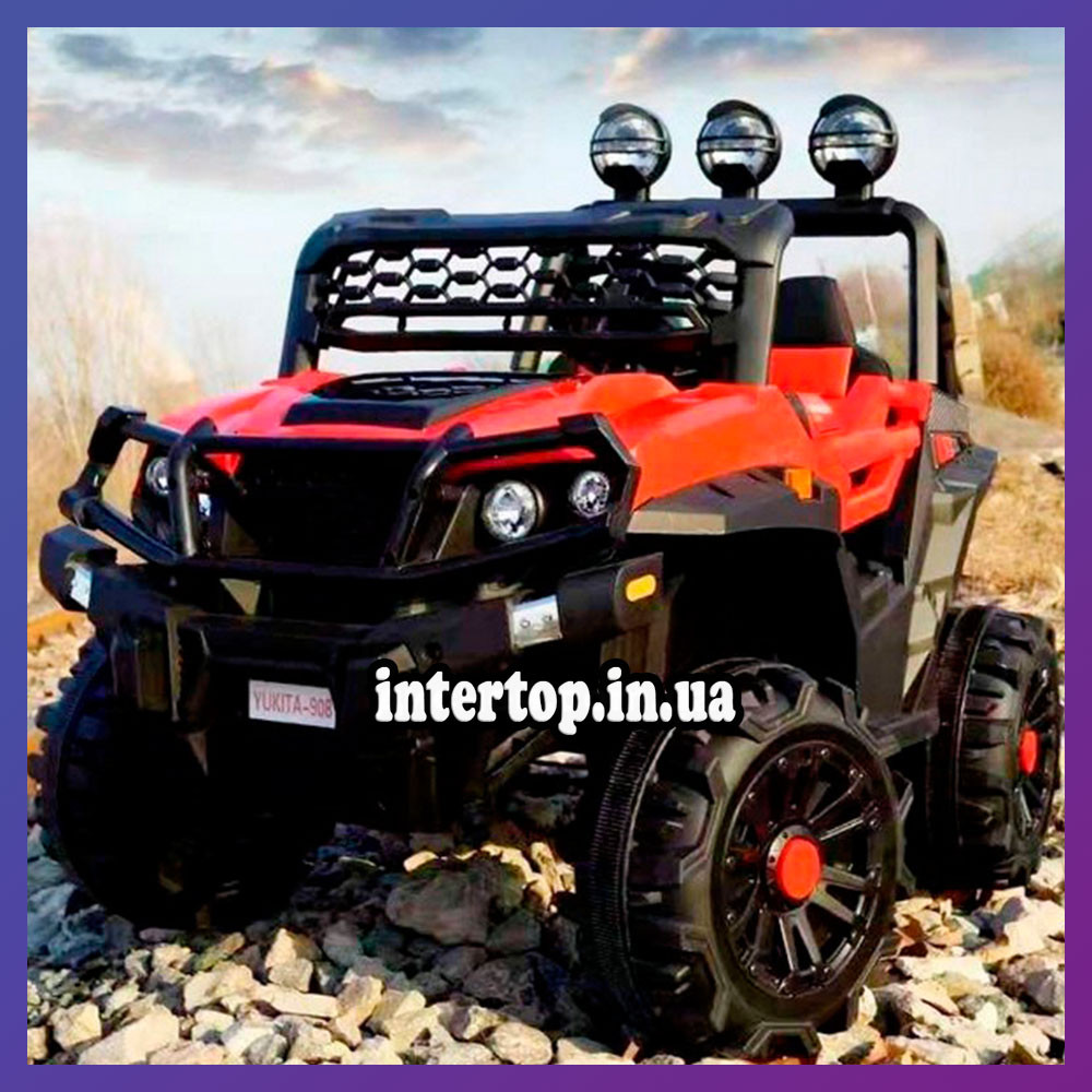 Дитячий електромобіль на акумуляторі джип Jeep M 4620 з пультом радіокерування для дітей 3-8 років червоний