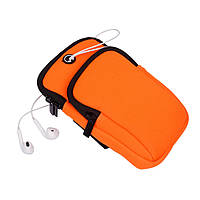 Сумка чехол для бега с 2 карманами Double arm package / Спортивная сумка / Сумка на руку для телефона Оранжевый