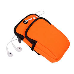Сумка чехол для бега с 2 карманами Double arm package / Спортивная сумка / Сумка на руку для телефона Оранжевый