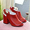 Жіночі шкіряні босоніжки на стійкому підборі, колір червоний. 38 розмір, фото 2
