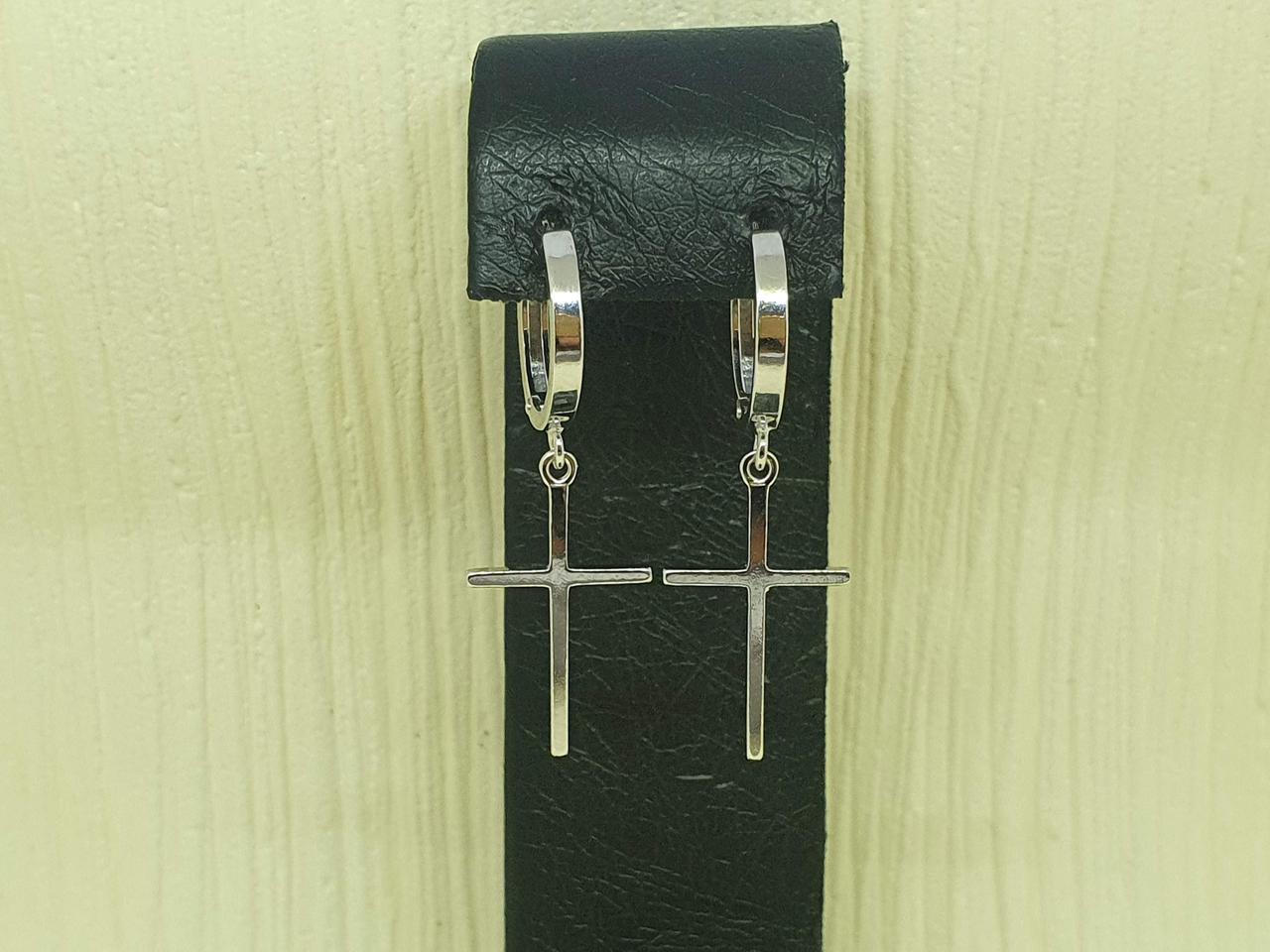 Срібні сережки Хрестики. 3574С