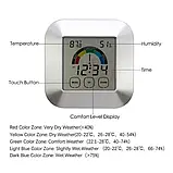 Електронні настільні годинники з термометром і гігрометром, цифрові на батарейках - Срібло, фото 7