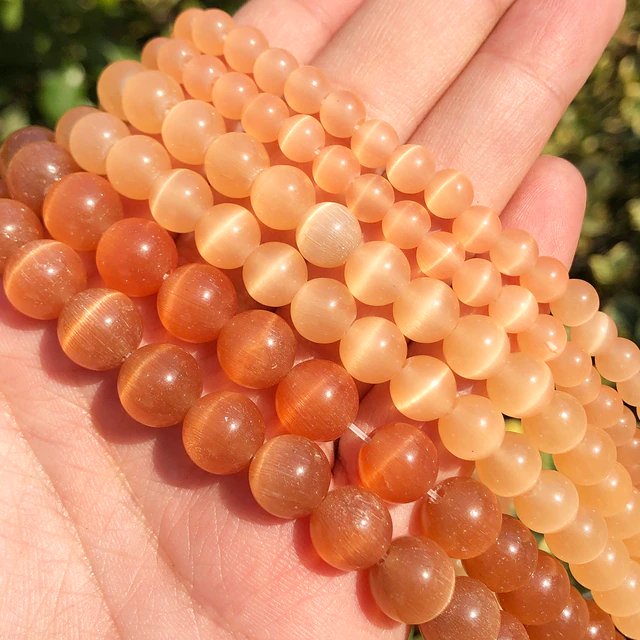 Котяче око 8 мм колір  бурштин приблизно 44-46 шт довжина 37 см