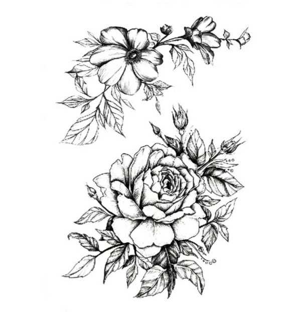 Тату tattoo тимчасове тату наклейка на тіло одноразове літо троянда