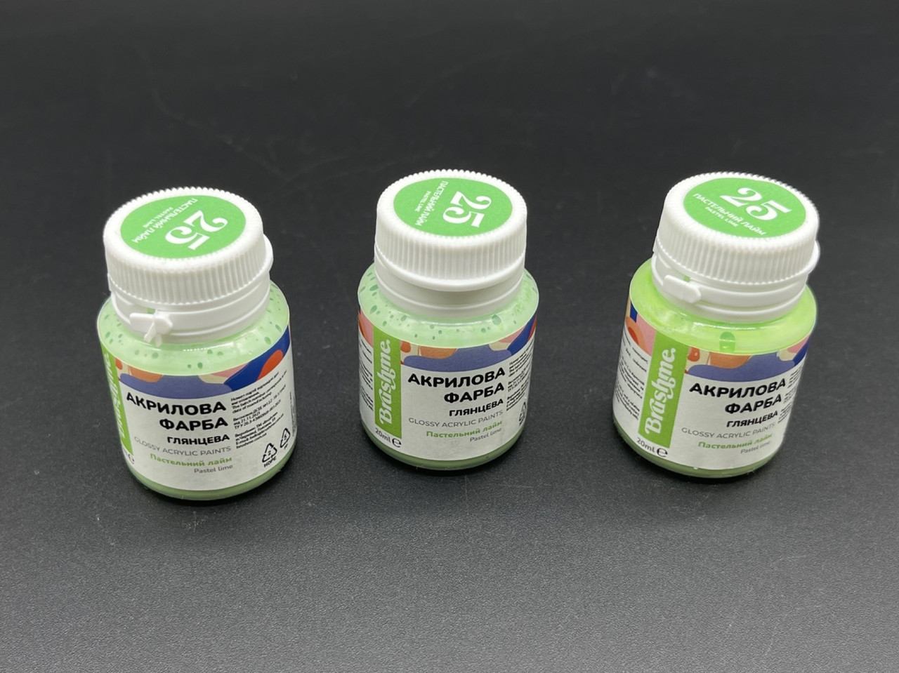 Акрилова фарба для декору та творчості 20 мл пастельний лайм глянцева універсальна, фото 1