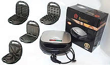 Бутербродниця гриль 4в1 Domotec , Сендвічниця, вафельниця з двосторонньою поверхнею зі знімними формами